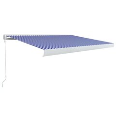 vidaXL Manuaalinen kasettimarkiisi 350x250 cm sininen ja valkoinen hinta ja tiedot | Aurinkovarjot ja markiisit | hobbyhall.fi