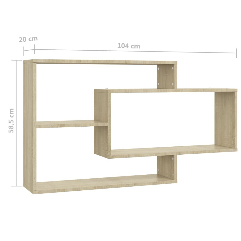 vidaXL Seinähyllyt Sonoma-tammi 104x20x58,5 cm lastulevy hinta ja tiedot | Hyllyt | hobbyhall.fi