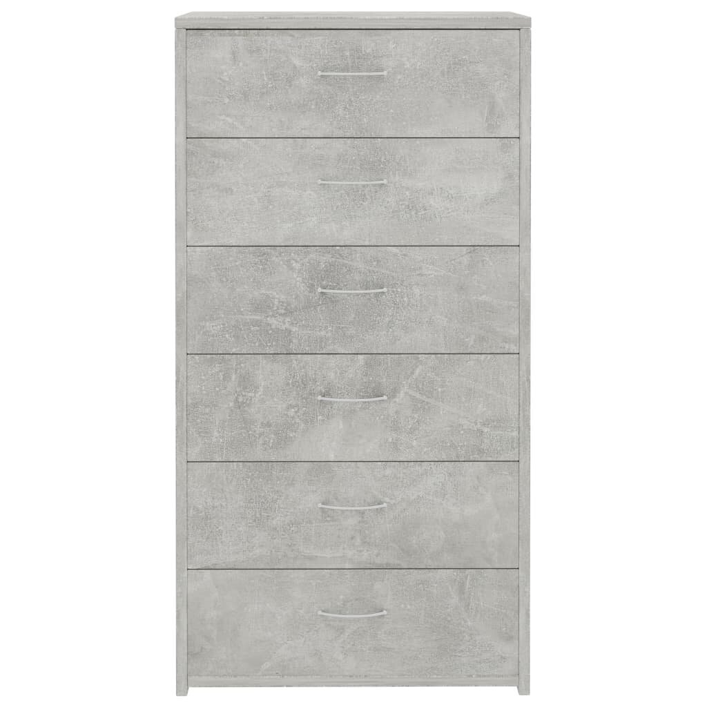 vidaXL Lipasto 6 vetolaatikolla betoninharmaa 50x34x96 cm lastulevy hinta ja tiedot | Olohuoneen kaapit ja lipastot | hobbyhall.fi