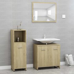 vidaXL 3-osainen kylpyhuoneen kalustesarja Sonoma tammi lastulevy hinta ja tiedot | Kylpyhuonekalusteet | hobbyhall.fi
