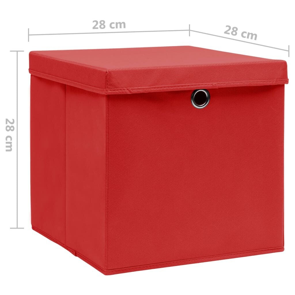 vidaXL Säilytyslaatikot kansilla 4 kpl 28x28x28 cm punainen hinta ja tiedot | Säilytyslaatikot ja -korit | hobbyhall.fi