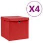 vidaXL Säilytyslaatikot kansilla 4 kpl 28x28x28 cm punainen hinta ja tiedot | Säilytyslaatikot ja -korit | hobbyhall.fi