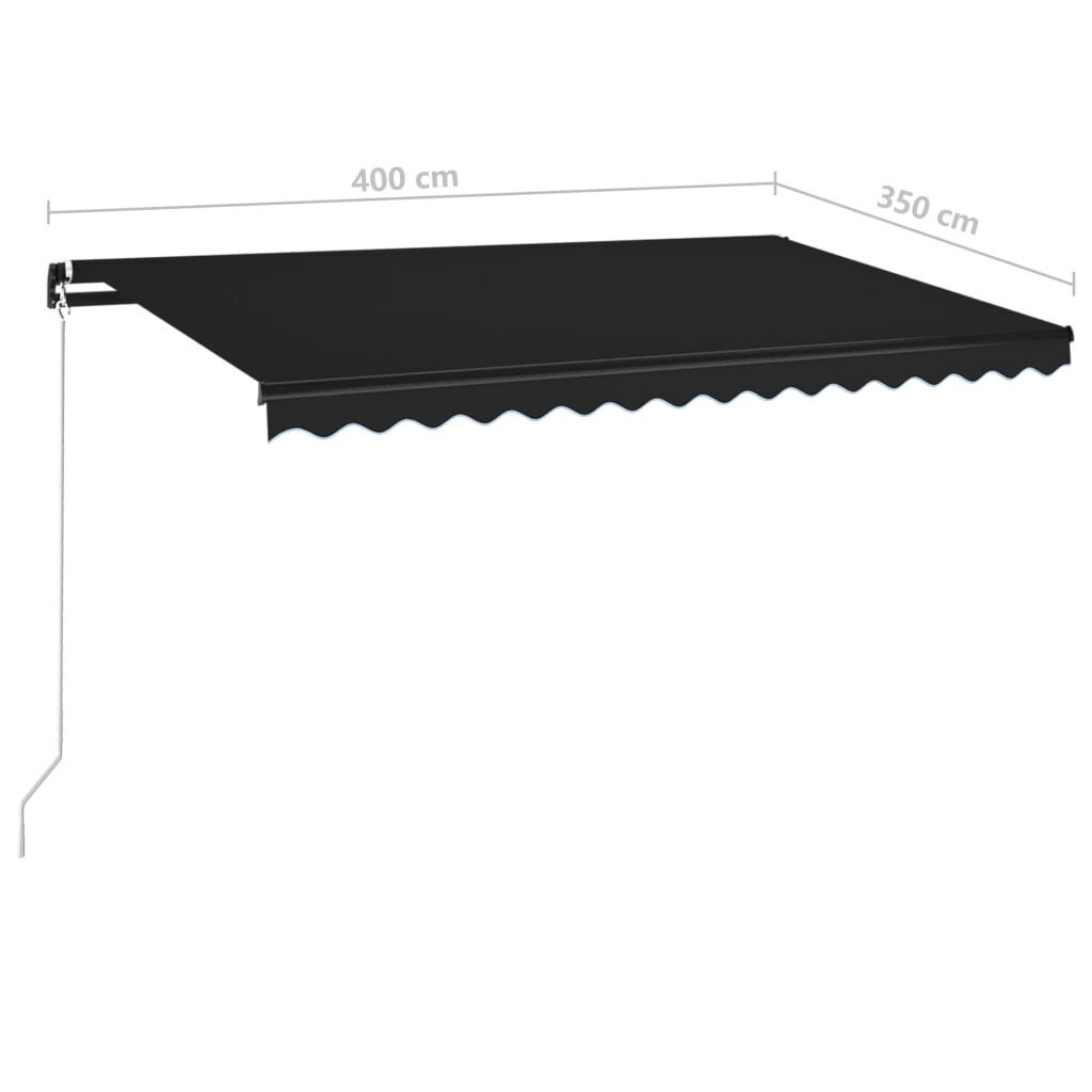 vidaXL Sisäänkelattava markiisi LED-valo 400x350 cm antrasiitti hinta ja tiedot | Aurinkovarjot ja markiisit | hobbyhall.fi