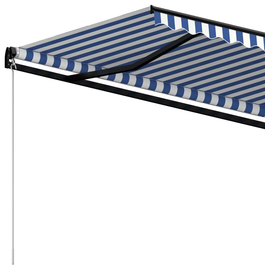 vidaXL Manuaalisesti sisäänkelattava markiisi 400x350 cm sinivalkoinen hinta ja tiedot | Aurinkovarjot ja markiisit | hobbyhall.fi