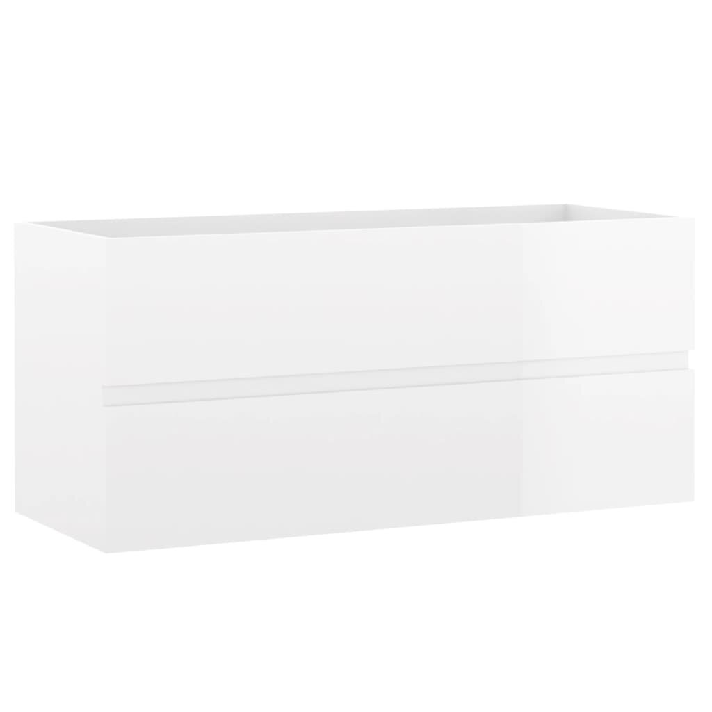 vidaXL Allaskaappi korkeakiilto valkoinen 100x38,5x45 cm lastulevy hinta ja tiedot | Kylpyhuonekaapit | hobbyhall.fi