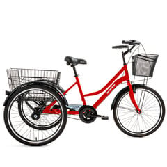 Kaupungin kolmipyörä Bisan 24 PORTER (PR10010500) punainen/valkoinen hinta ja tiedot | Polkupyörät | hobbyhall.fi