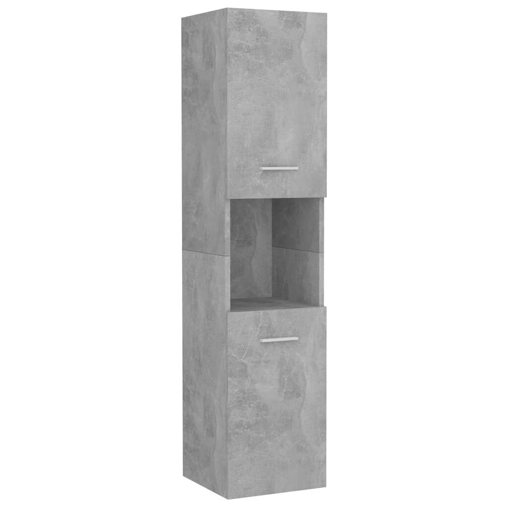 vidaXL Kylpyhuonekaappi betoninharmaa 30x30x130 cm lastulevy hinta ja tiedot | Kylpyhuonekaapit | hobbyhall.fi