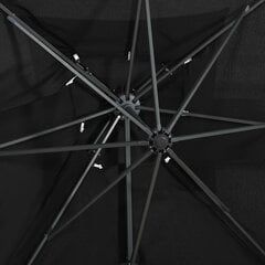 vidaXL Riippuva aurinkovarjo tuplakatolla musta 250x250 cm hinta ja tiedot | Aurinkovarjot ja markiisit | hobbyhall.fi