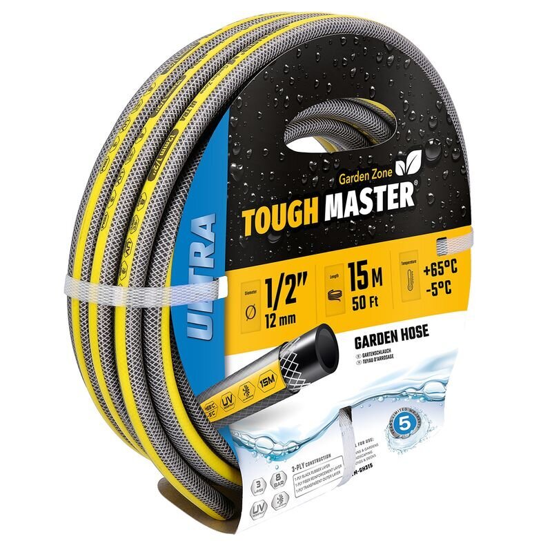 Vahvistettu puutarhaletku 15m (-5°C / +65°C), Tough Master ® TM-GH315 hinta ja tiedot | Puutarhaletkut, kastelukannut ja muut kastelutarvikkeet | hobbyhall.fi