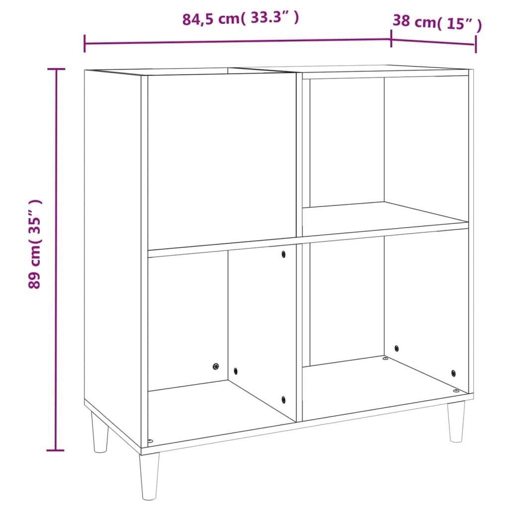 vidaXL LP-levyjen säilytyskaappi valkoinen 84,5x38x89 cm tekninen puu hinta ja tiedot | Kaapit | hobbyhall.fi