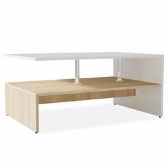 vidaXL Kahvipöytä Lastulevy 90x59x42 cm Tammi ja Valkoinen hinta ja tiedot | Sohvapöydät | hobbyhall.fi