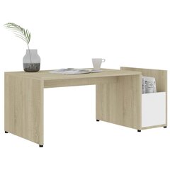 vidaXL Sohvapöytä valkoinen ja Sonoma-tammi 90x45x35 cm lastulevy hinta ja tiedot | Sohvapöydät | hobbyhall.fi