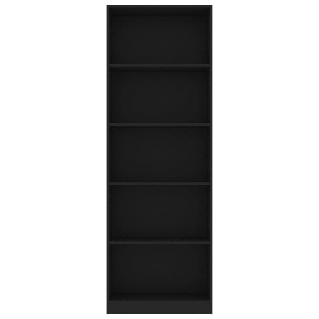 vidaXL 5-tasoinen kirjahylly musta 60x24x175 cm lastulevy hinta ja tiedot | Hyllyt | hobbyhall.fi
