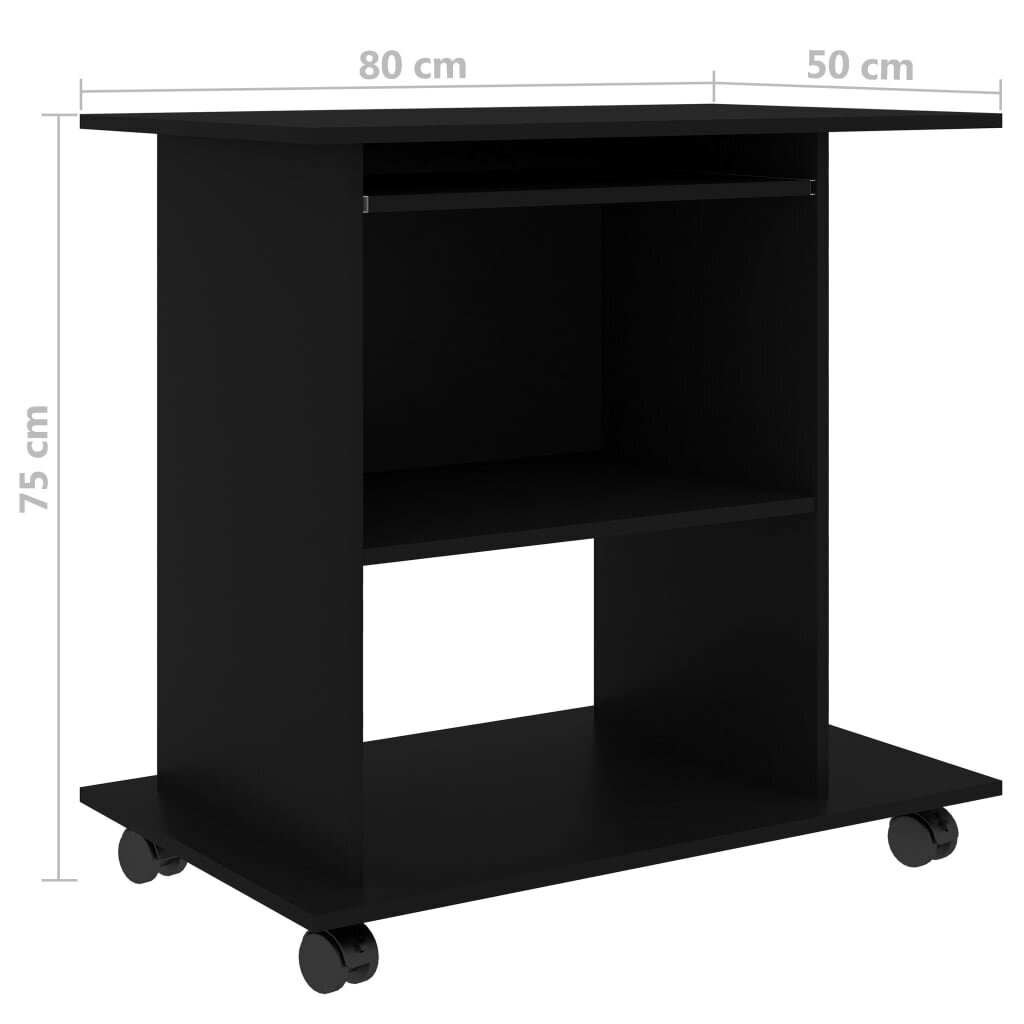 vidaXL Tietokonepöytä musta 80x50x75 cm lastulevy hinta ja tiedot | Tietokonepöydät ja työpöydät | hobbyhall.fi