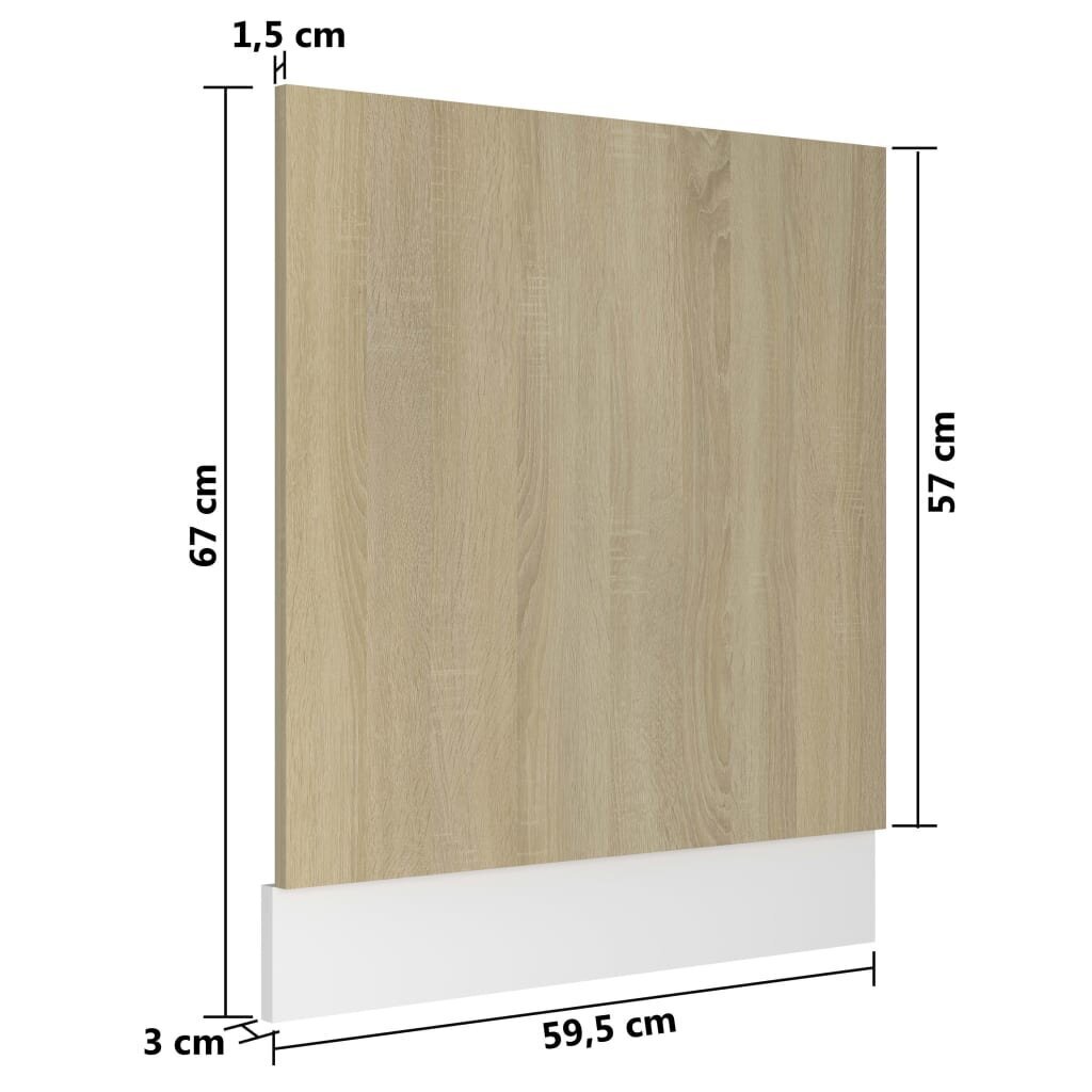 vidaXL Astianpesukoneen paneeli Sonoma-tammi 59,5x3x67 cm lastulevy hinta ja tiedot | Keittiökalusteiden lisätarvikkeet | hobbyhall.fi