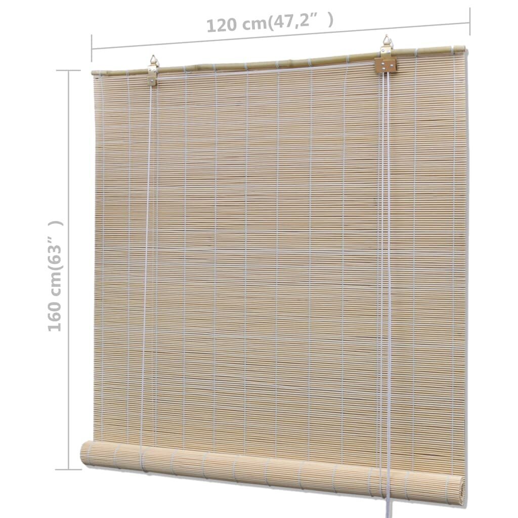 vidaXL Luonnolliset bambu rullaverhot 2 kpl 120x160 cm hinta ja tiedot | Kaihtimet | hobbyhall.fi
