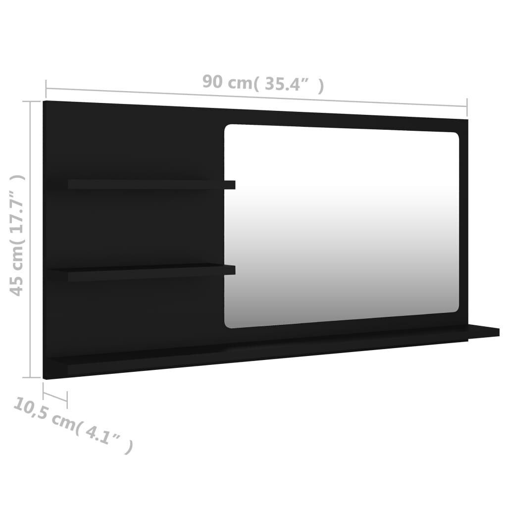 vidaXL Kylpyhuonepeili musta 90x10,5x45 cm lastulevy hinta ja tiedot | Kylpyhuonekaapit | hobbyhall.fi