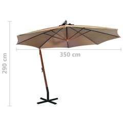 vidaXL Riippuva päivänvarjo tangolla taupe 3,5x2,9 m täysi kuusi hinta ja tiedot | Aurinkovarjot ja markiisit | hobbyhall.fi