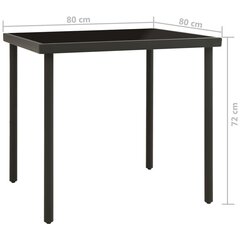 vidaXL Ulkoruokapöytä antrasiitti 80x80x72 cm lasi ja teräs hinta ja tiedot | Puutarhapöydät | hobbyhall.fi