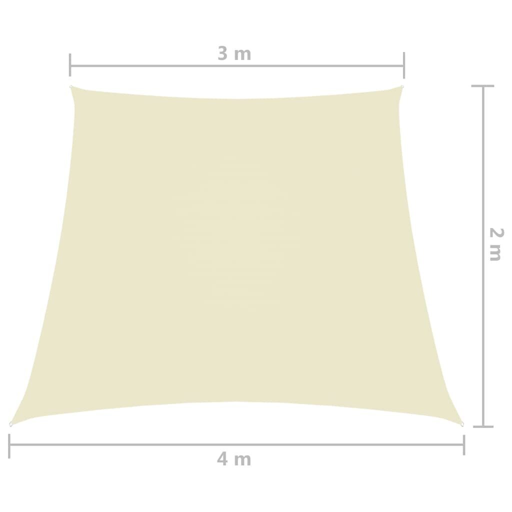 vidaXL Aurinkopurje Oxford-kangas puolisuunnikas 2/4x3 m kerma hinta ja tiedot | Aurinkovarjot ja markiisit | hobbyhall.fi