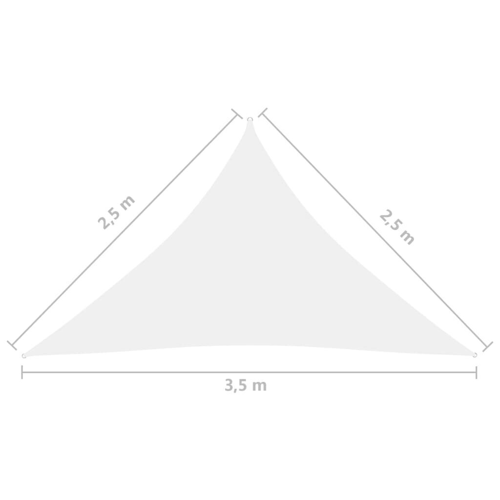 vidaXL Aurinkopurje Oxford-kangas kolmio 2,5x2,5x3,5 m valkoinen hinta ja tiedot | Aurinkovarjot ja markiisit | hobbyhall.fi