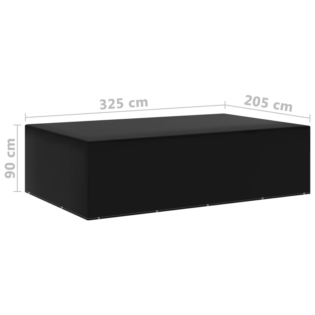 vidaXL Puutarhakalusteiden suojat 2 kpl 12 purjerengasta 325x205x90 cm hinta ja tiedot | Huonekalujen päälliset | hobbyhall.fi