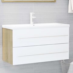 vidaXL 2-osainen kylpyhuonekalustesarja valk./Sonoma-tammi lastulevy hinta ja tiedot | Ei määritelty Huonekalut ja sisustus | hobbyhall.fi