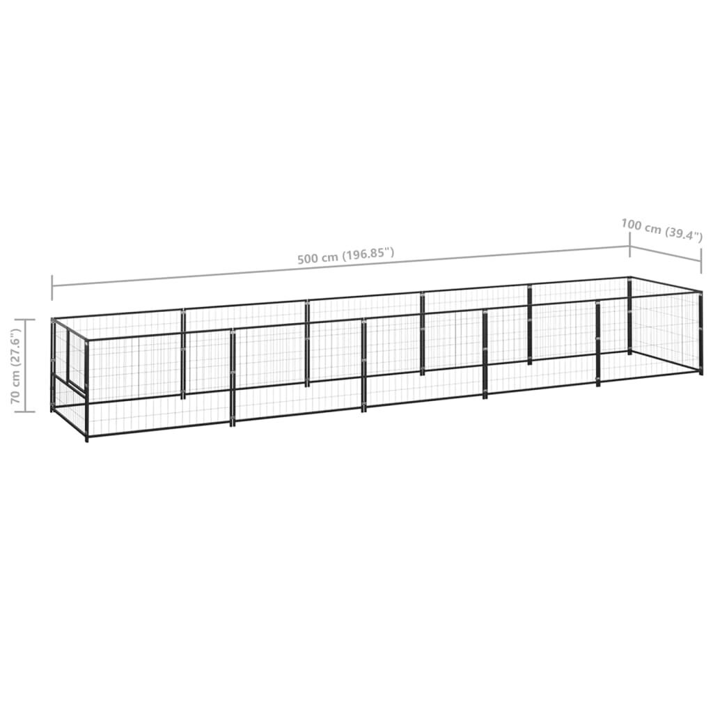 vidaXL Koiranhäkki musta 5 m² teräs hinta ja tiedot | Pedit ja pesät | hobbyhall.fi