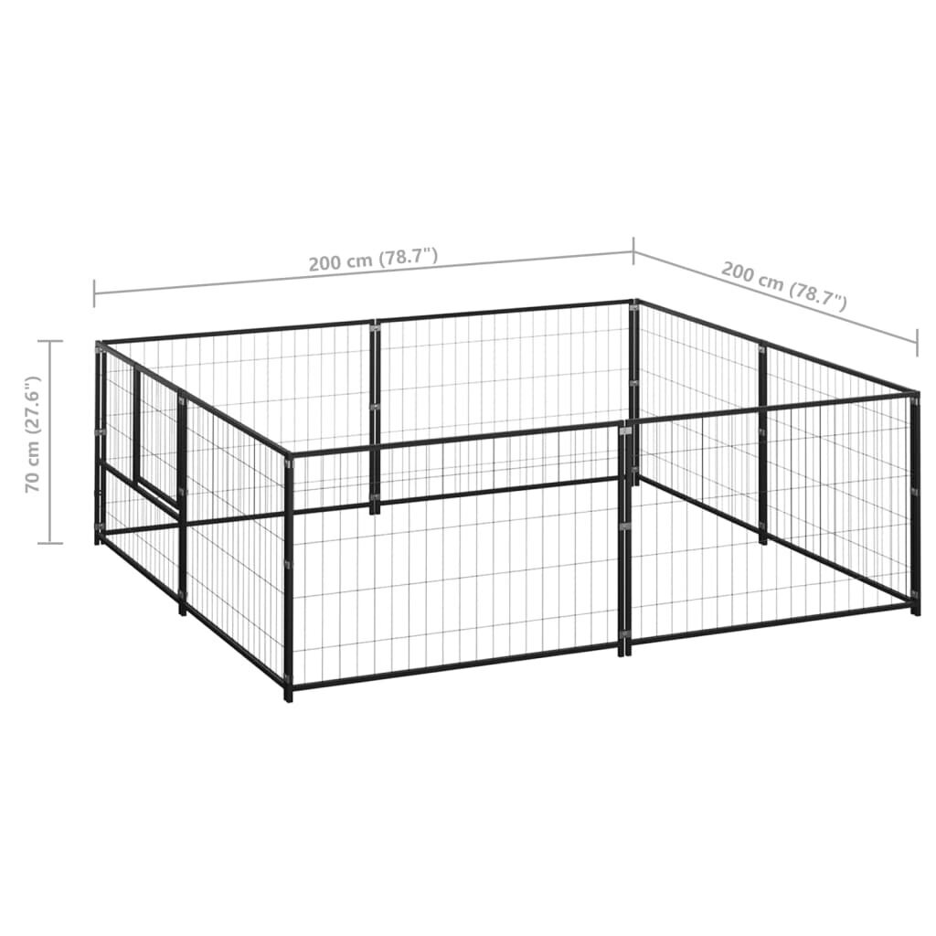 vidaXL Koiranhäkki musta 4 m² teräs hinta ja tiedot | Pedit ja pesät | hobbyhall.fi