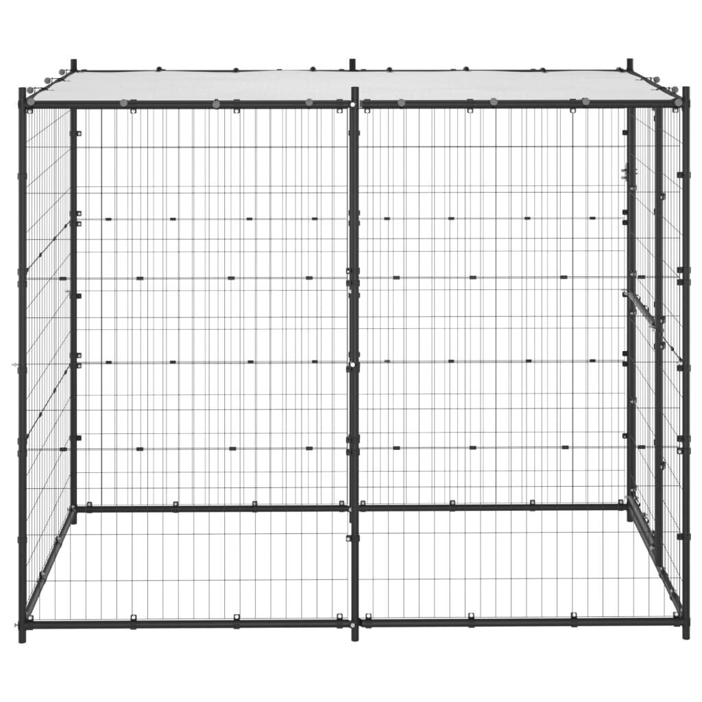 vidaXL Koiran ulkohäkki katolla teräs 110x220x180 cm hinta ja tiedot | Pedit ja pesät | hobbyhall.fi