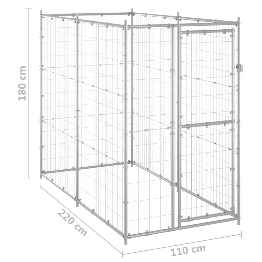 vidaXL Koiran ulkohäkki galvanoitu teräs 110x220x180 cm hinta ja tiedot | Pedit ja pesät | hobbyhall.fi