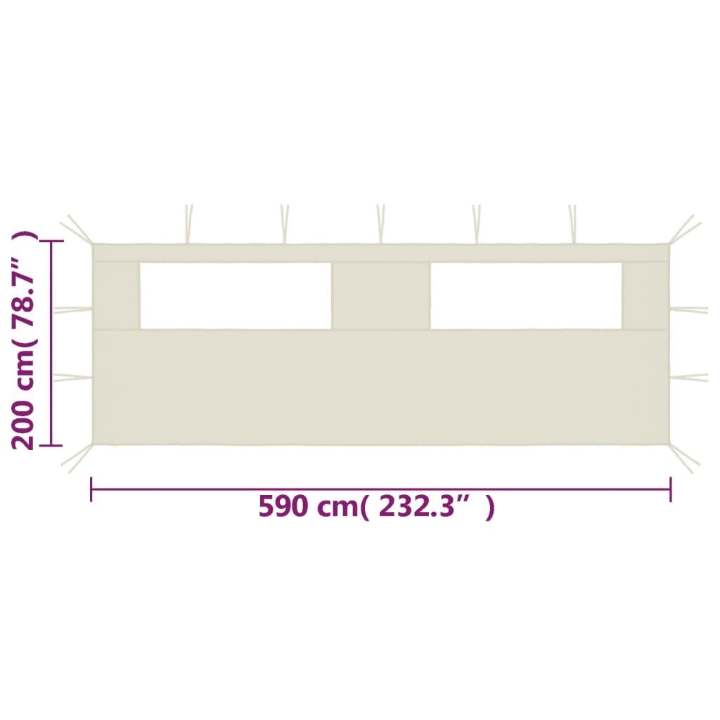 vidaXL Huvimajan sivuseinä ikkunoilla 6x2 m kerma hinta ja tiedot | Puutarhapaviljongit | hobbyhall.fi