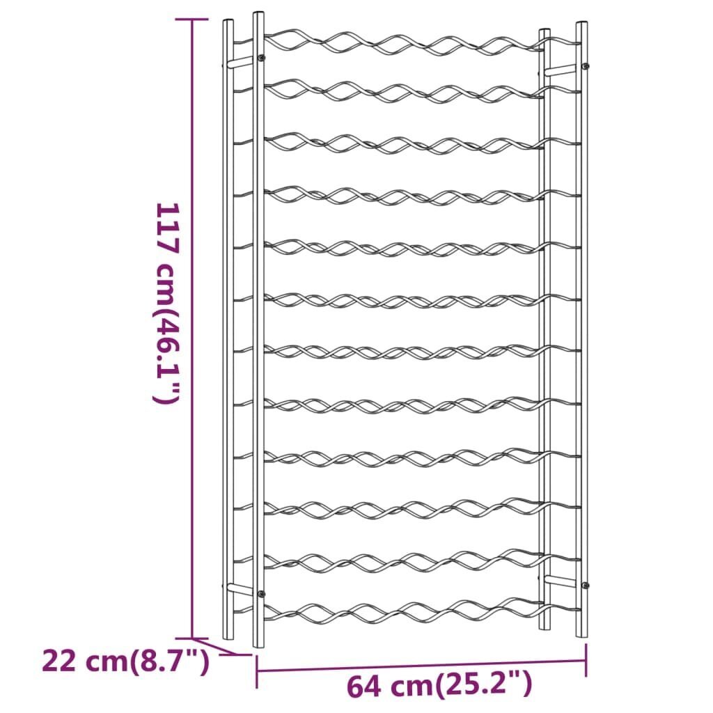 vidaXL Viinipulloteline 72 pullolle valkoinen metalli hinta ja tiedot | Hyllyt | hobbyhall.fi