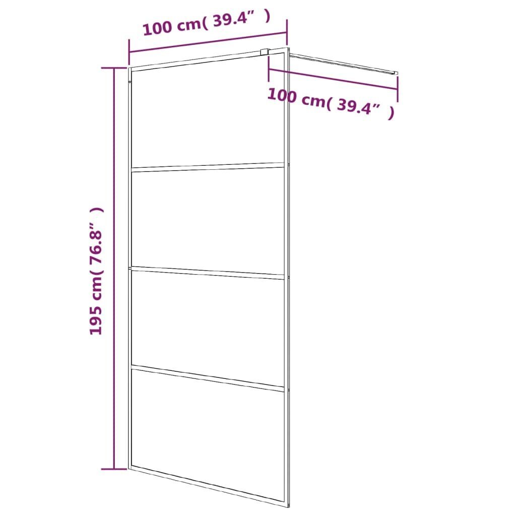 vidaXL Walk-in suihkuseinäke hopea 100x195 cm kirkas ESG-lasi hinta ja tiedot | Suihkuseinät ja -ovet | hobbyhall.fi