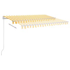 vidaXL Käsin sisäänkelattava markiisi LEDillä 3,5x2,5 m keltavalkoinen hinta ja tiedot | Aurinkovarjot ja markiisit | hobbyhall.fi