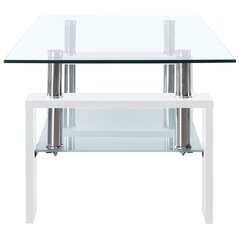 vidaXL Sohvapöytä valkoinen ja läpinäkyvä 95x55x40 cm karkaistu lasi hinta ja tiedot | Sohvapöydät | hobbyhall.fi