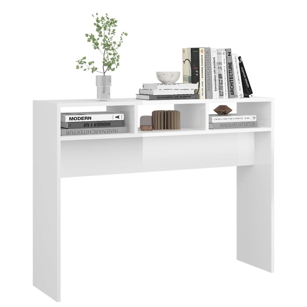 vidaXL Konsolipöytä korkeakiilto valkoinen 105x30x80 cm lastulevy hinta ja tiedot | Sivupöydät | hobbyhall.fi
