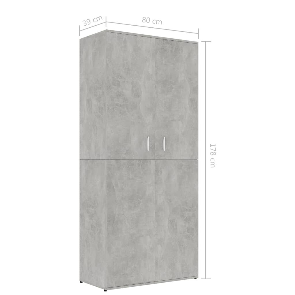 vidaXL Kenkäkaappi betoninharmaa 80x39x178 cm lastulevy hinta ja tiedot | Kenkäkaapit ja -hyllyt | hobbyhall.fi