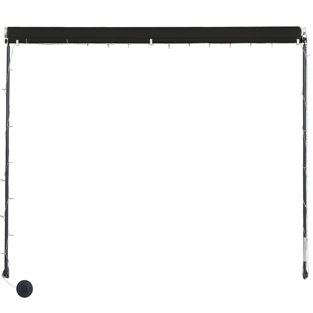 vidaXL Sisäänkelattava markiisi LEDillä 250x150 cm antrasiitti hinta ja tiedot | Aurinkovarjot ja markiisit | hobbyhall.fi