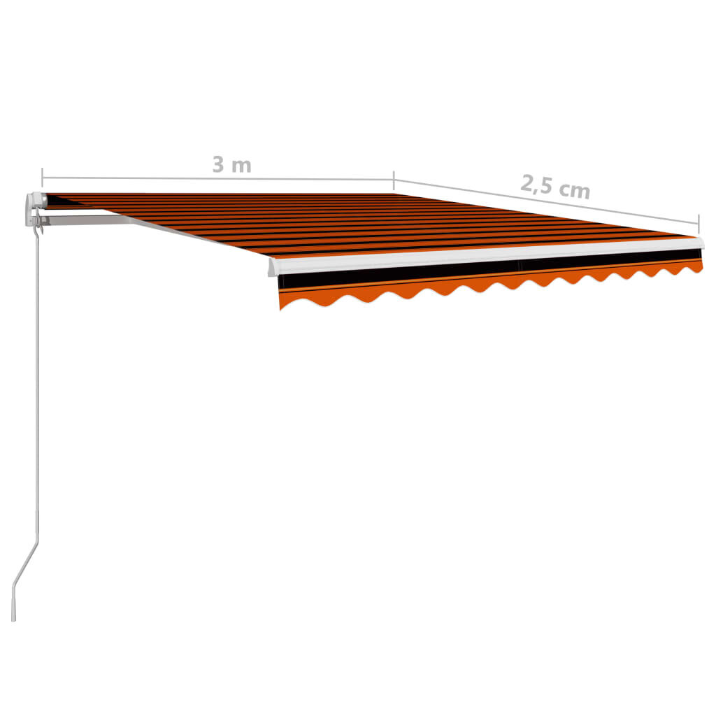 vidaXL Manuaalisesti sisäänkelattava markiisi 300x250cm oranssi/ruskea hinta ja tiedot | Aurinkovarjot ja markiisit | hobbyhall.fi