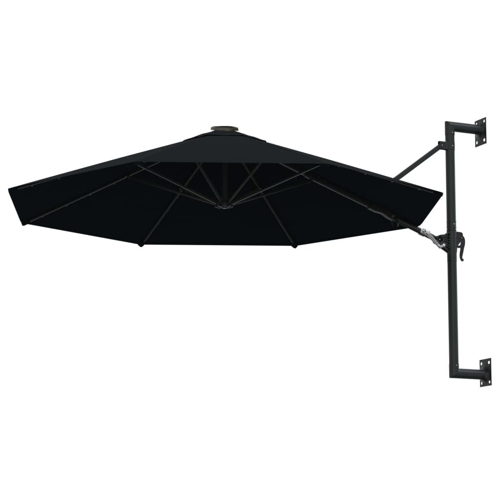 vidaXL Seinäkiinnitteinen aurinkovarjo metallitolppa 300 cm musta hinta ja tiedot | Aurinkovarjot ja markiisit | hobbyhall.fi