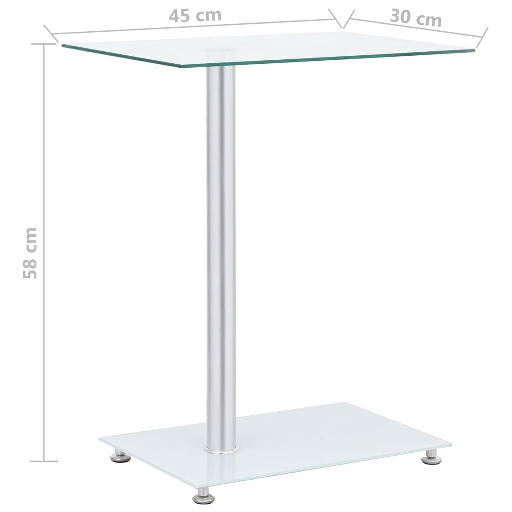 vidaXL U-muotoinen sivupöytä läpinäkyvä 45x30x58 cm karkaistu lasi hinta ja tiedot | Sohvapöydät | hobbyhall.fi