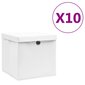 vidaXL Säilytyslaatikot kansilla 10 kpl 28x28x28 cm valkoinen hinta ja tiedot | Säilytyslaatikot ja -korit | hobbyhall.fi