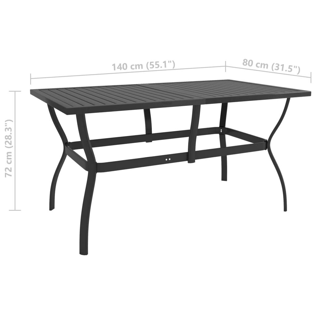vidaXL Puutarhapöytä antrasiitti 140x80x72 cm teräs hinta ja tiedot | Puutarhapöydät | hobbyhall.fi
