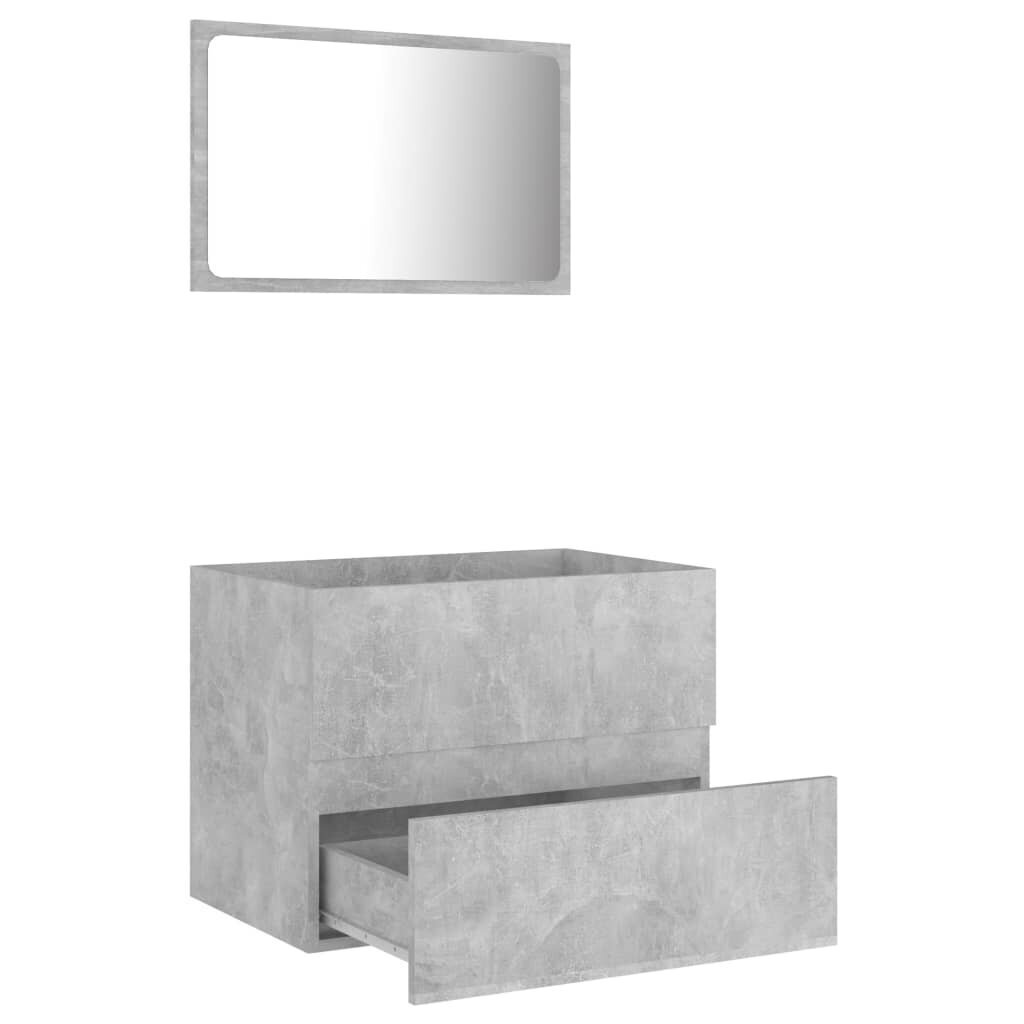 vidaXL 2-osainen kylpyhuoneen kalustesarja betoninharmaa lastulevy hinta ja tiedot | Kylpyhuonekalusteet | hobbyhall.fi