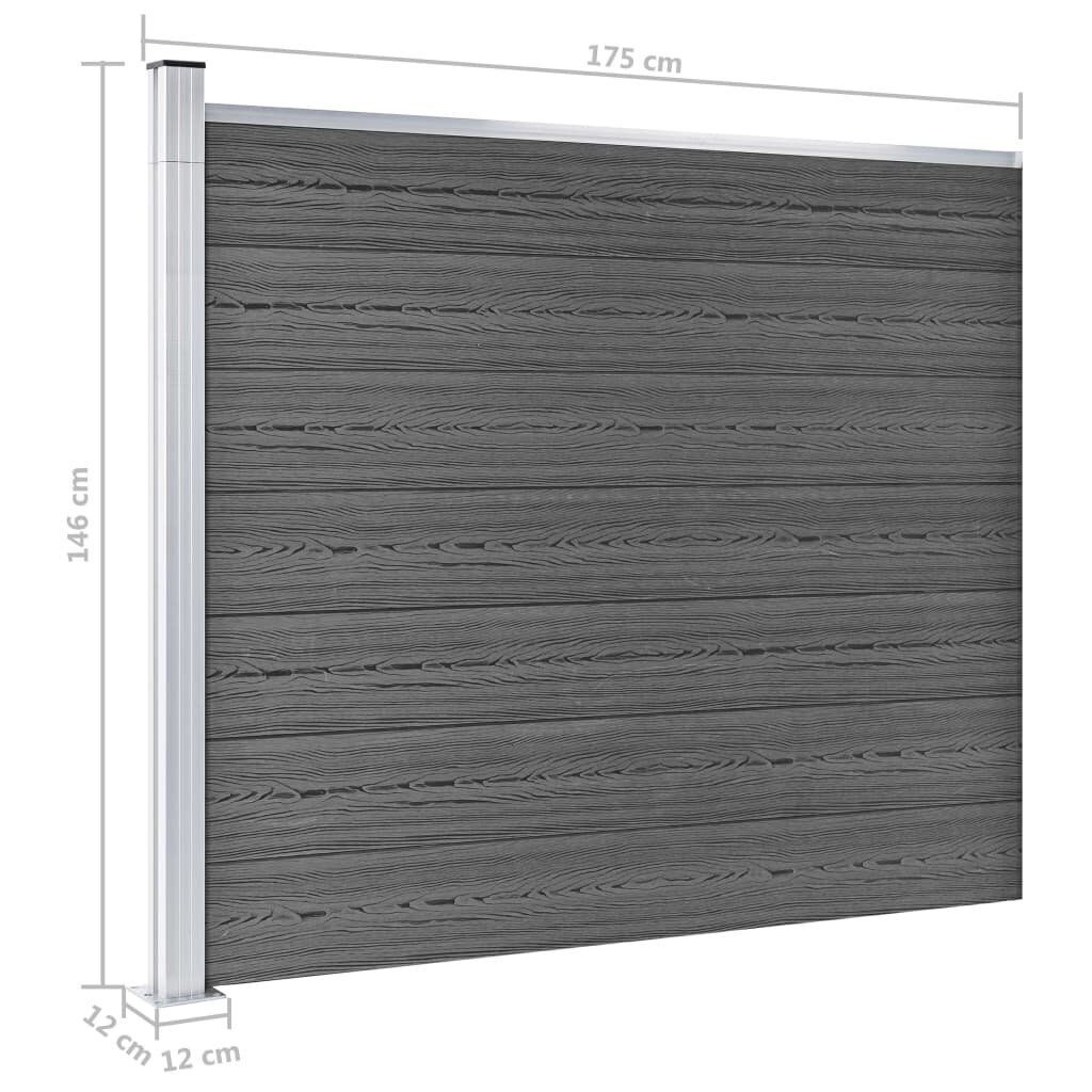 vidaXL Aitapaneeli WPC 175x146 cm musta hinta ja tiedot | Aidat ja tarvikkeet | hobbyhall.fi