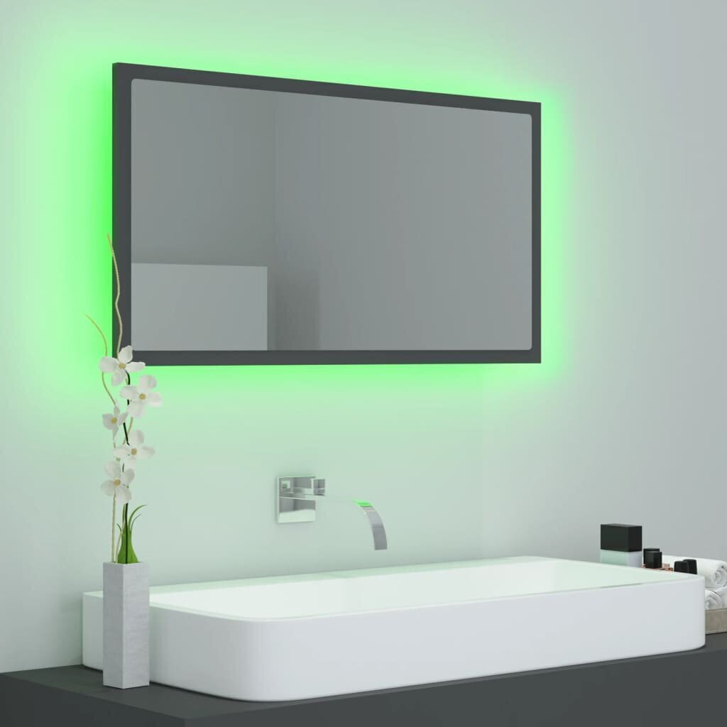 vidaXL LED-kylpyhuonepeili harmaa 80x8,5x37 cm akryyli hinta ja tiedot | Kylpyhuonepeilit | hobbyhall.fi