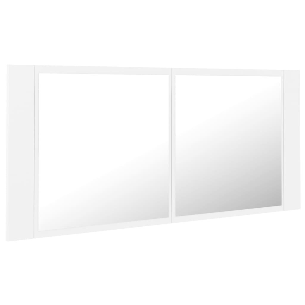 vidaXL Kylpyhuoneen LED-peilikaappi valkoinen 100x12x45 cm akryyli hinta ja tiedot | Kylpyhuonekaapit | hobbyhall.fi