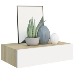 vidaXL Seinälaatikkohyllyt 2 kpl tammi ja valkoinen 40x23,5x10 cm MDF hinta ja tiedot | Hyllyt | hobbyhall.fi