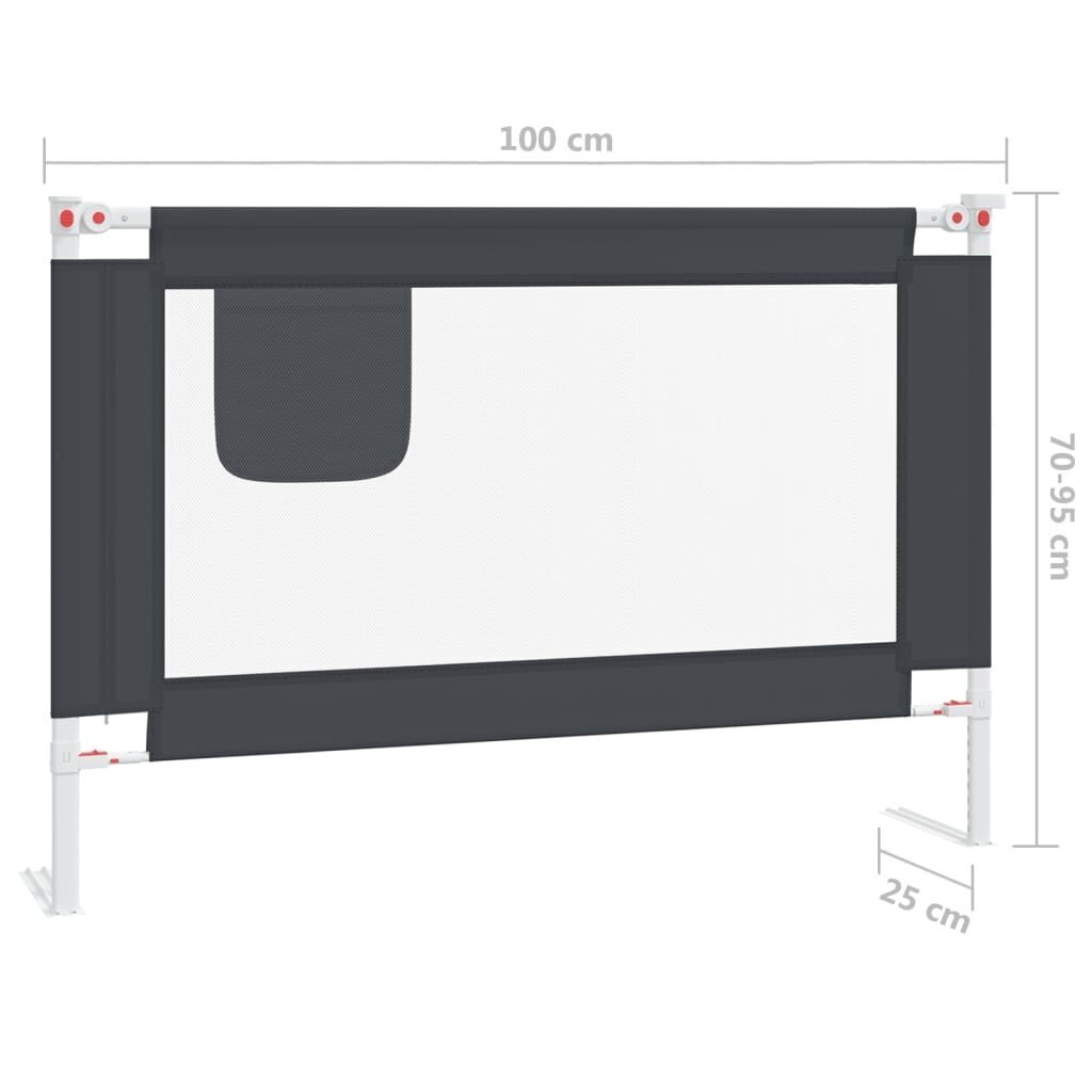 vidaXL Turvalaita sänkyyn tummanharmaa 100x25 cm kangas hinta ja tiedot | Lasten turvallisuus | hobbyhall.fi